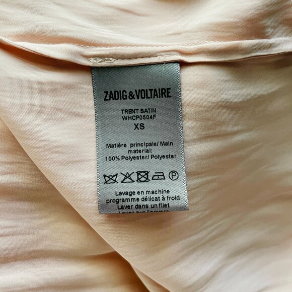 Zadig & Voltaire Trent Satin Blouse XS Blush Pink Relaxed Fit Top - Picture 6 of 9